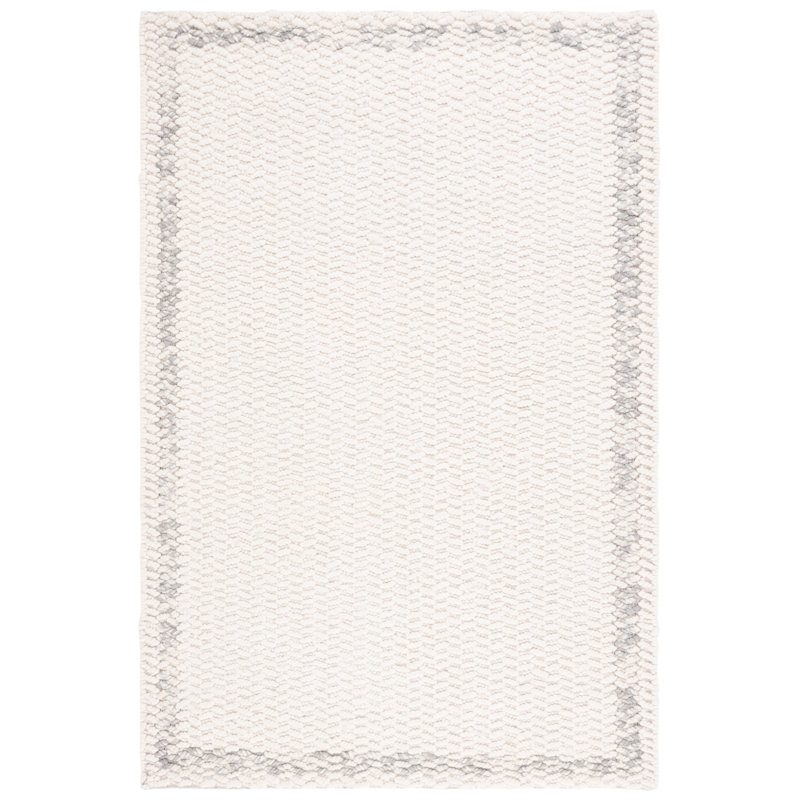 Natura Hand Loomed Wool/Cotton Abstract Rug in Gray/Ivory, Rectangle 4' x 6'