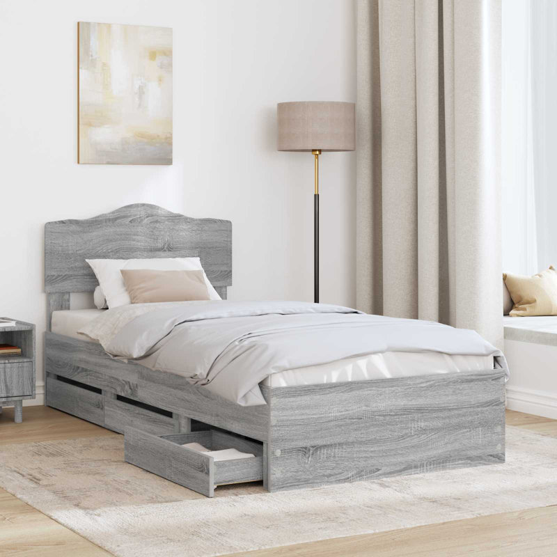 Bed Frame, Single (3'), Grey Sonoma