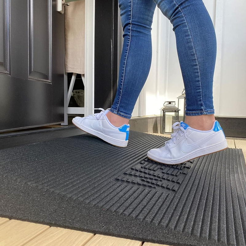 Black 2.5" Rubber Angled Entry Welcome Mat