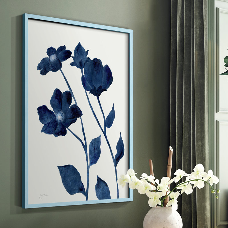 Indigo Bloom I, reproduction encadrée - bois massif, Bleu, H 10 po x l 8 po