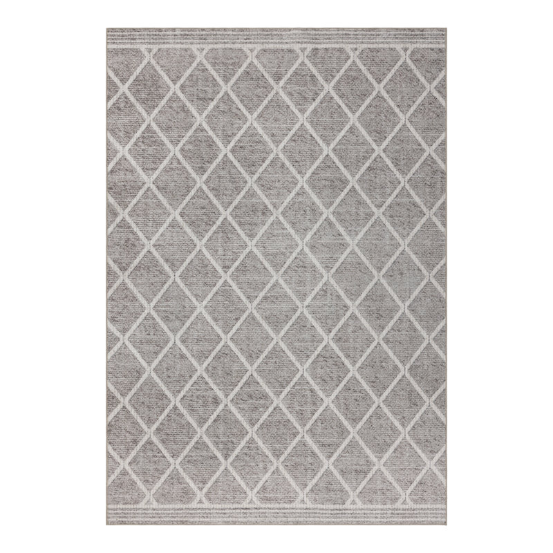 Lusko Tessa Distressed Machine Washable Area Rugs, Rectangle 5' x 7', Beige Ivory