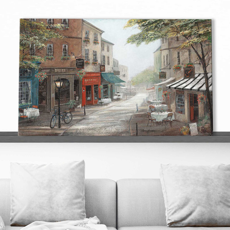 " Rue's Bakery " by Ruane Manning, Wrapped Canvas, 28" H x 48" W x 1.5" D
