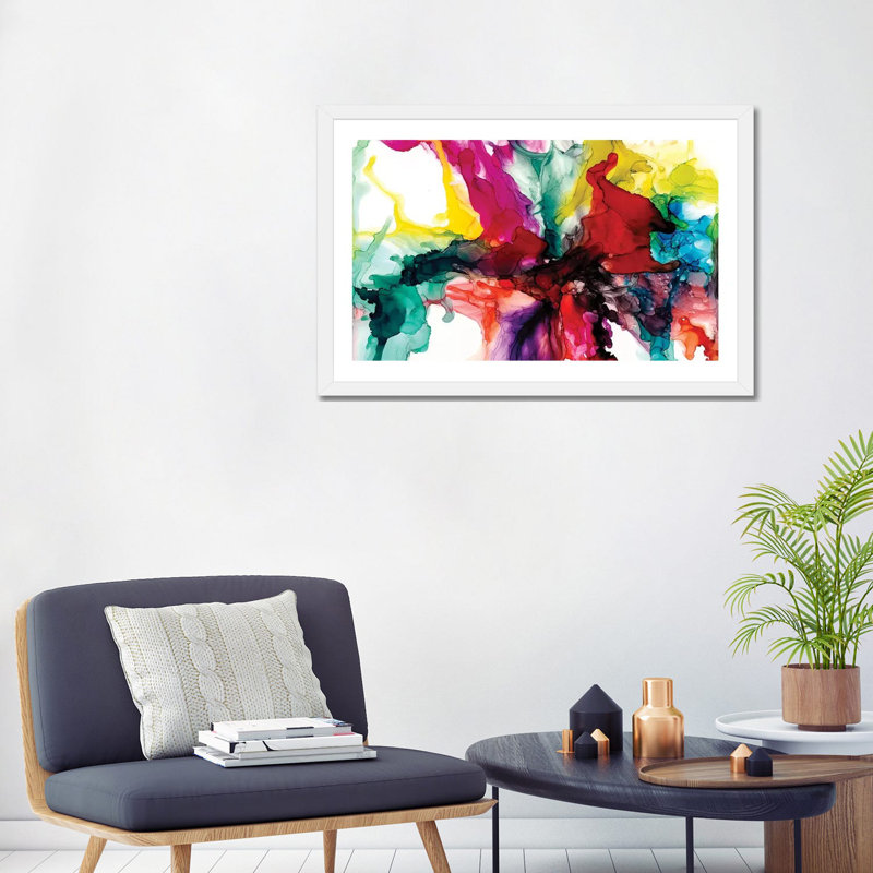 « Jeweltone Prism I » par Jennifer Goldberger-impression, H 24 po x l 32 po x P 1 po, Papier encadré blanc
