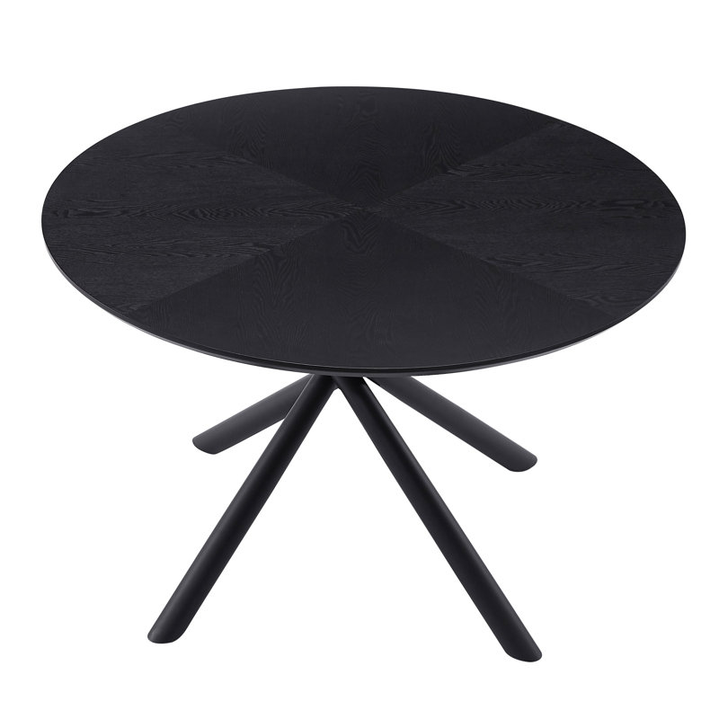 Table basse ronde robuste - MDF + structure en métal, pieds croisés, facile à nettoyer, Noir