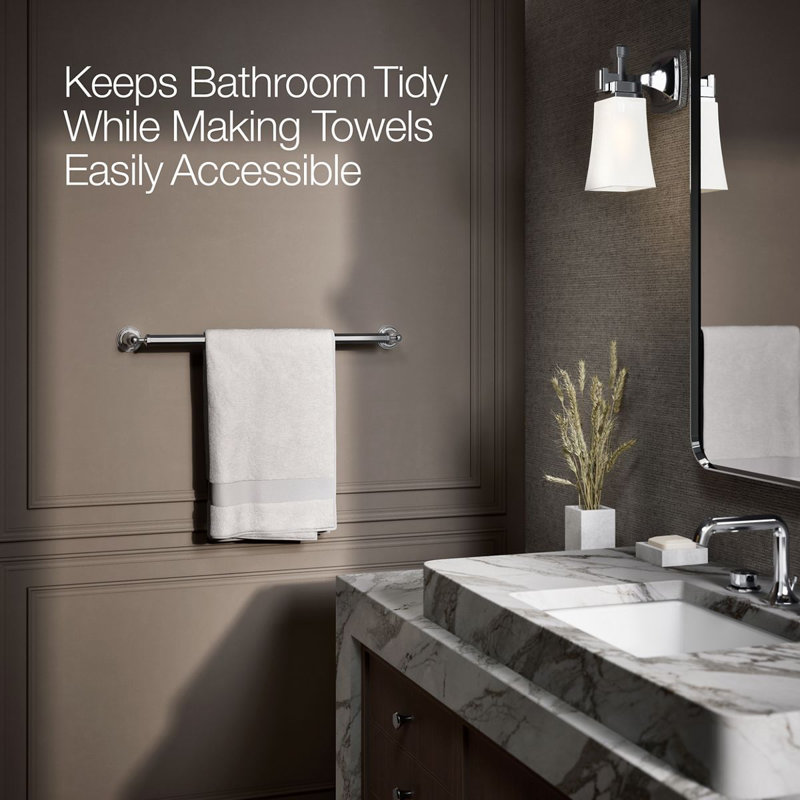 Pinstripe® 20.25" Wall Mounted Towel Bar, Polished Chrome, 24"W
