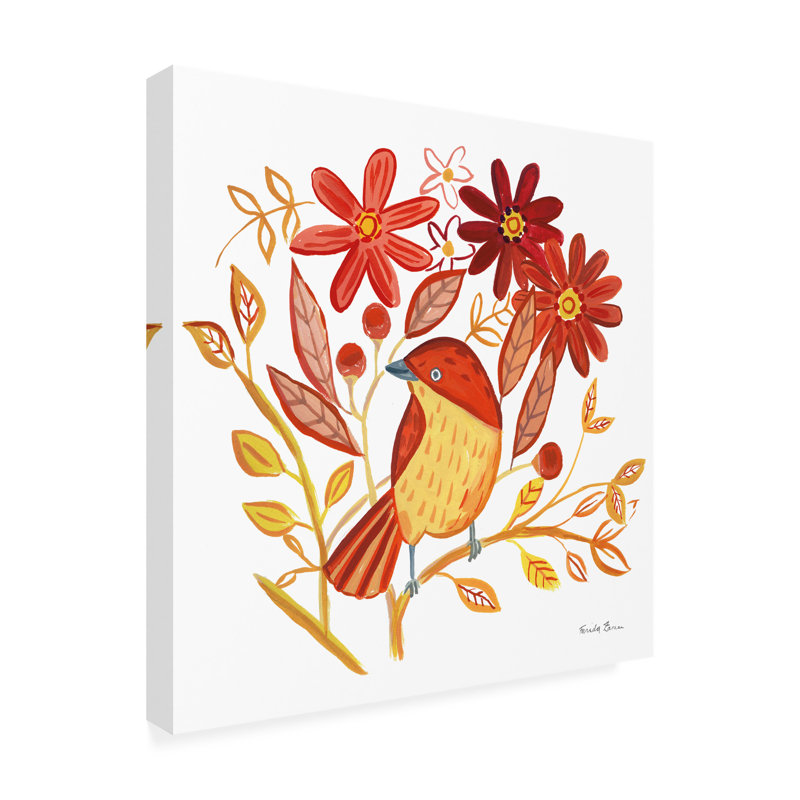 Art sur toile «Orange Bird II» par Farida Zaman, H 14 po x l 14 po x P 2 po