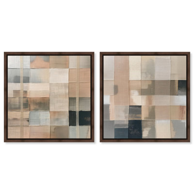 «Boxed in Ebony and Faded Grids Duo», reproduction d'art sur toile encadrée par Art Remedy