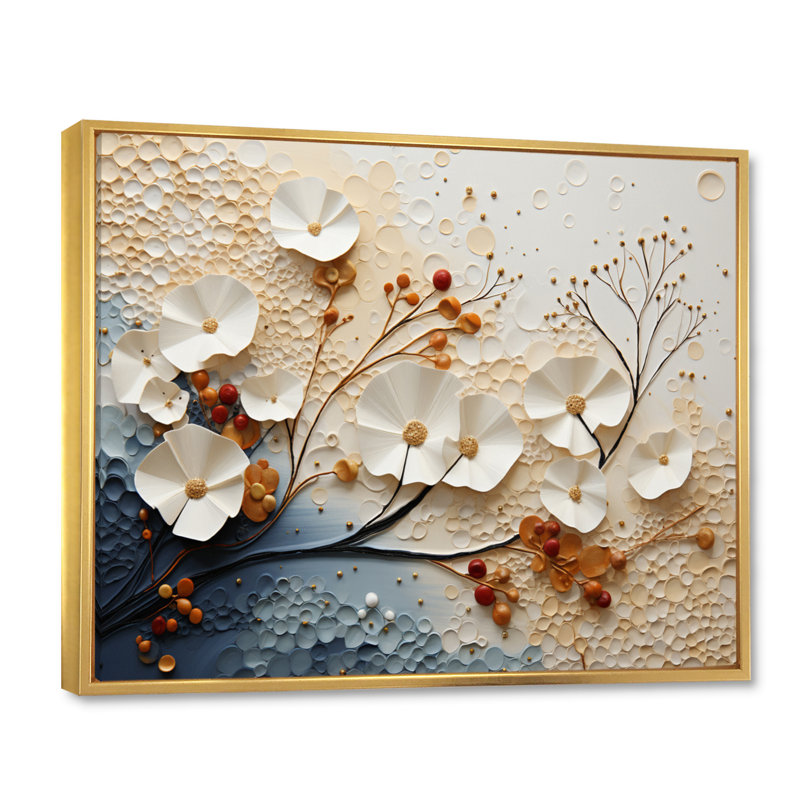 Décoration murale Ethereal Elegance - Collages abstraits, Cadre flottant doré, H 12 po x l 20 po x P 1 po