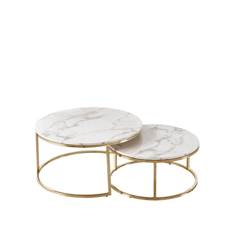 Carlianna Frame Coffee Table, Gold, White