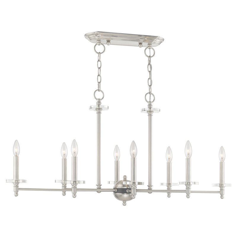 Elegant Bancroft 8-Light Linear Chandelier with Brushed Nickel Finish