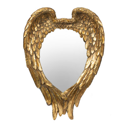 22" x 16" Golden Wing Accent Mirror, Wall Mirror for Living Room, Entryway, Bedroom, Foyer, Office