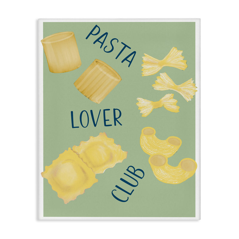 Toile Minimal Pasta Lover Club, design par Robin Maria, H 20 po x l 16 po
