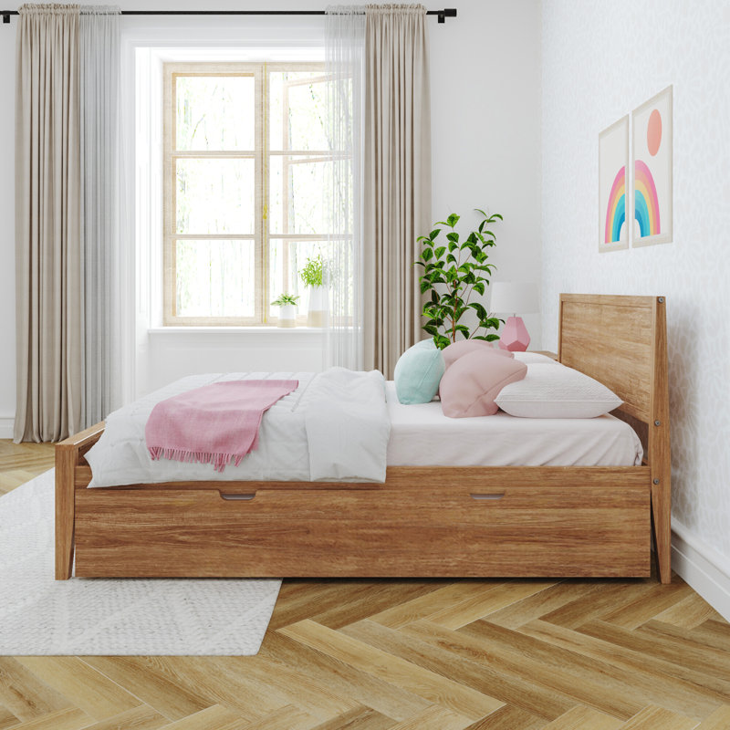 Rosenthal Solid Wood Trundle Bed, Pecan, Full/Double