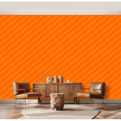 Wall Mural Peel and Stick Bright Orange Striped Diagonal Stripes Large Wallpaper Self-Adhesive Removable Contact Paper Wall Decor for Living Room Bedroom Nursery 69"H x 96"W