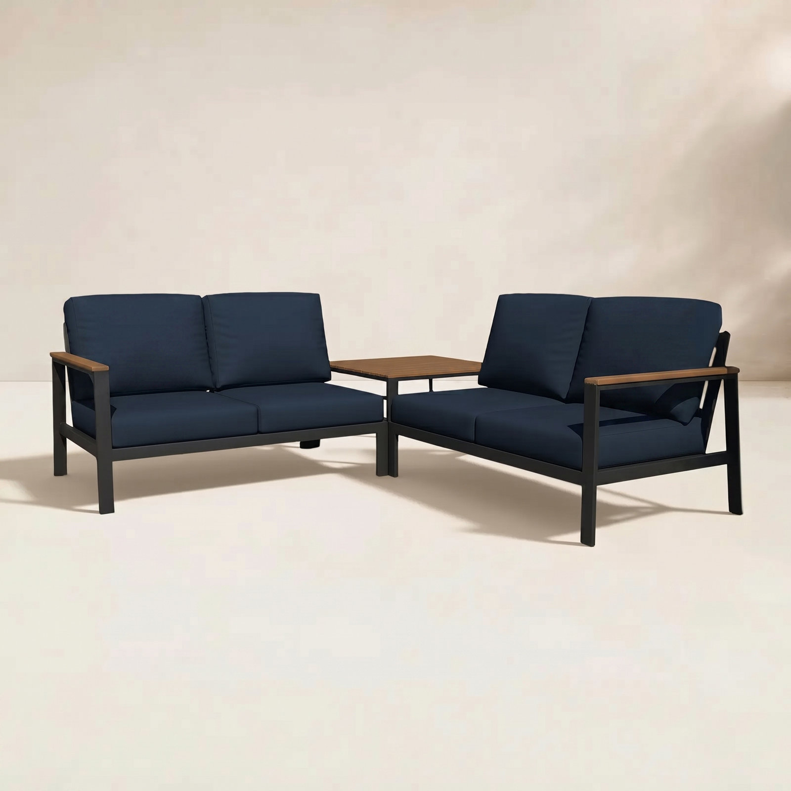 3 Piece Sectional Seating Group with Sunbrella Cushions, Canvas Navy Sunbrella® Canvas