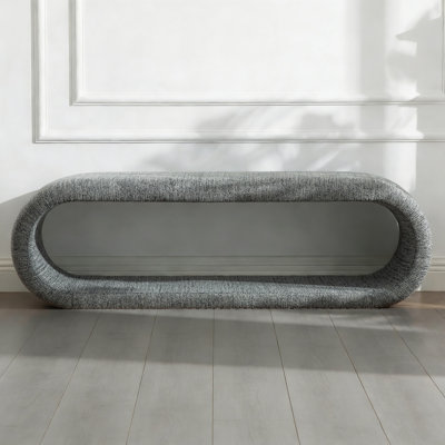 Modern Entryway Bench with Solid Wood Seat and Metal Frame, Chenille Upholstered Storage Shoe Bench, No Assembly Required