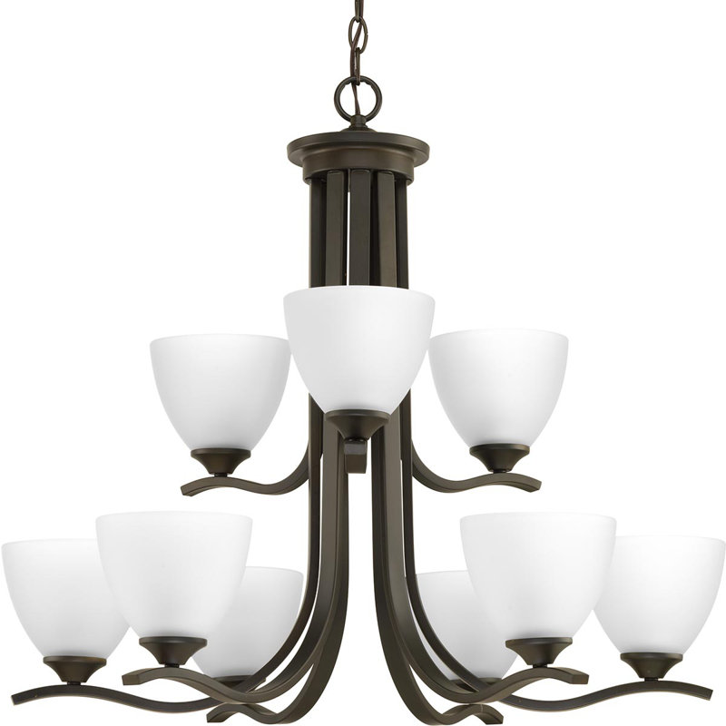 Van Reipen 9 - Light Steel Dimmable Chandelier, Antique Bronze