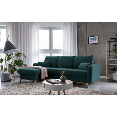 Ecksofa Lagom aus Samt mit Bettfunktion