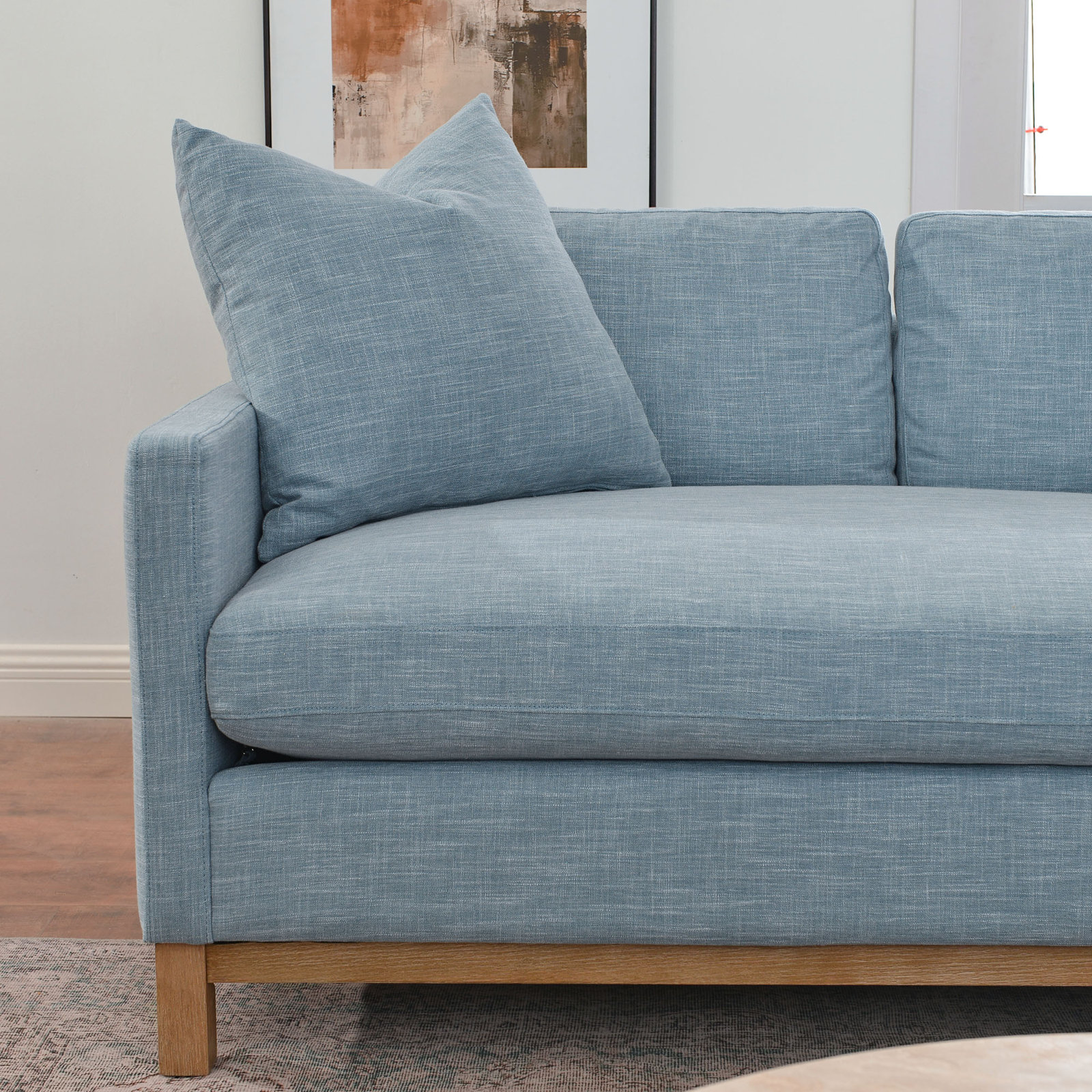 Cami 64'' Upholstered Loveseat, Sky Blue Linen Blend