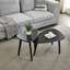 Ensemble de 2 tables basses gigognes triangulaires 2 pièces, table d'appoint en placage de bois, peu encombrant pour le salon et la chambre à coucher - Noyer clair, naturel et noir-564787178