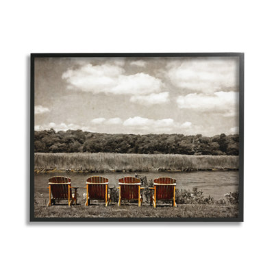 Adirondacks Lake View Framed Giclee Art by GraffiTee Studios