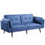 Siège réglable à 2 places en tissu bleu, densité de mousse D40, pattes de dossier Kd, coussins, profondeur de produit de 68 po, capacité de 300 lb convertible en lit, structure intérieure en bois, bouton, housses de coussins amovibles, hauteur de 54 po à 34 po