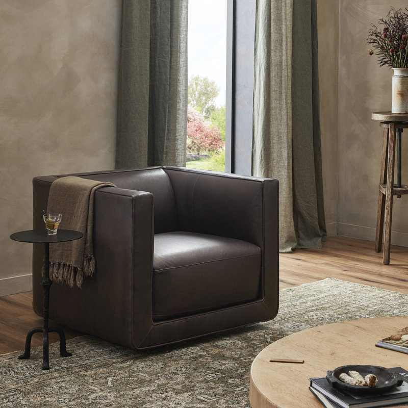 Phillip Swivel Chair-Delta Tweed, Surrey Olive Velvet