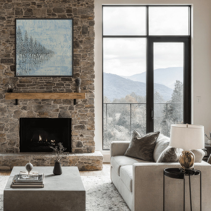 Nature Inspired "Frozen Serenity" Canvas Wall Art By , 20" H x 20" W, Black, Framed Matted Print
