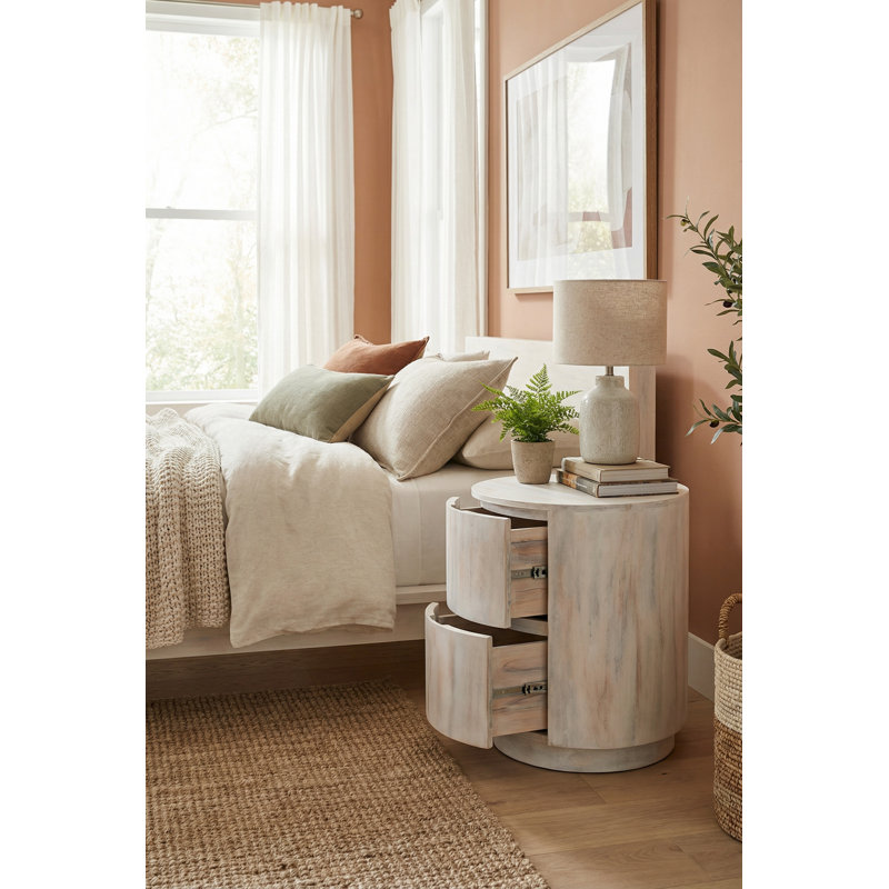 Table de chevet compacte élégante blanche 18 po x H 24 po, Blanc