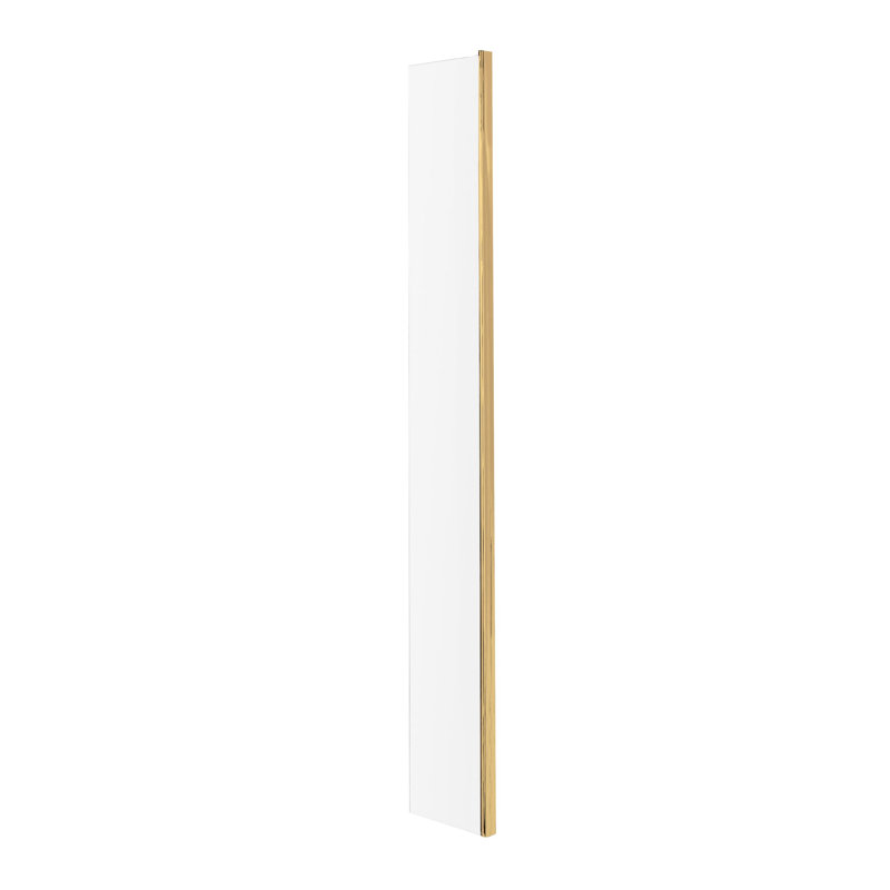 Brushed Brass Wetroom Screens 28mm W x 1950mm H Frameless Wet Room Glass Screens with Clear Glass