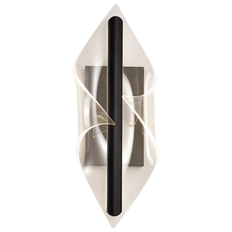 Antwon LED Small Wall Sconce - Matte Black - Silk Screened Acrylic Lens, 17.75" H x 6.25" W x 4.13" D