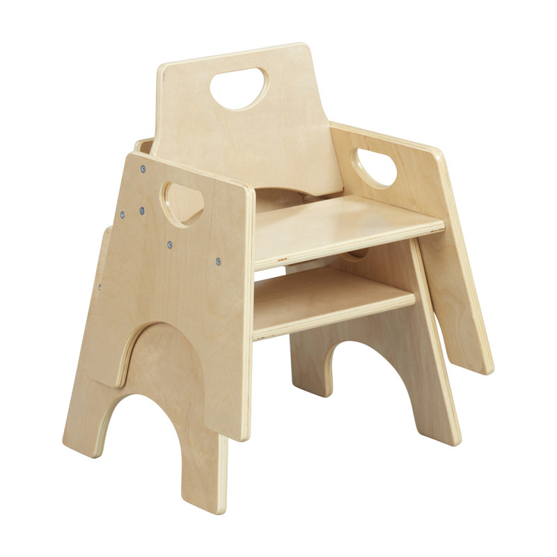 ECR4Kids Stackable Wooden Toddler Chair, 6in, Montessori Furniture, 2-Pack, Natural, 12.4" H x 14" W x 10.6" D