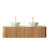 Dina 60" Bathroom Vanity&Sinks, Floating Curved Edges Striped Storage Cabinet With 2 Drawers, 2 Stone White Bowl Ceramic Basins&Travertine-Pattern Sintered Stone Top, Pre-Assembled, Natural Woodgrain-1351352561-1351352567