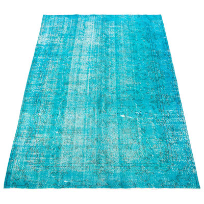 One-of-a-Kind 6'11" X 10'3" New Age Wool Area Rug in Turquoise