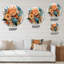 Horloge murale orange fleurs de bohème orange et plumes bleues II-93380322