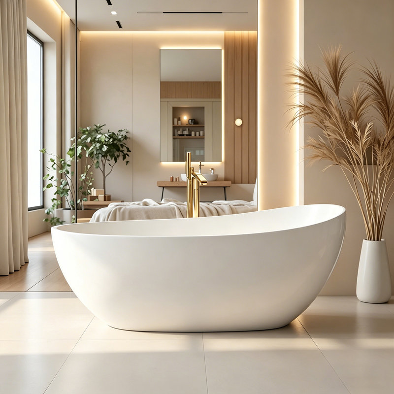 63" Solid Surface Freestanding Bathtub