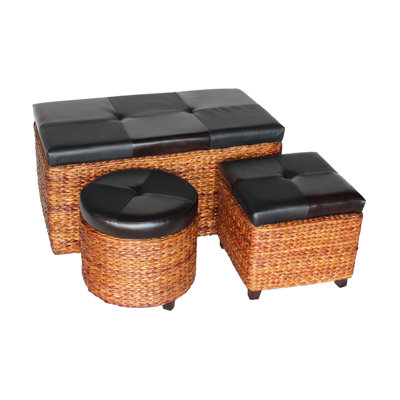 3 Piece Wicker Trunk Set