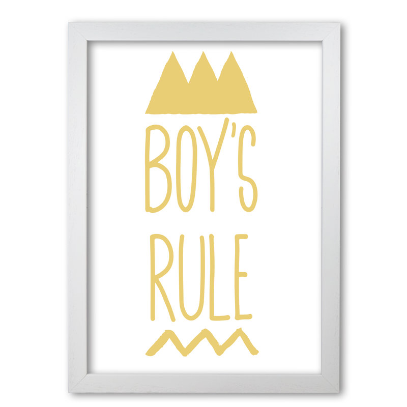 Boys Rule - Print, White Grain Frame, 85 cm H x 60 cm W x 5 cm D
