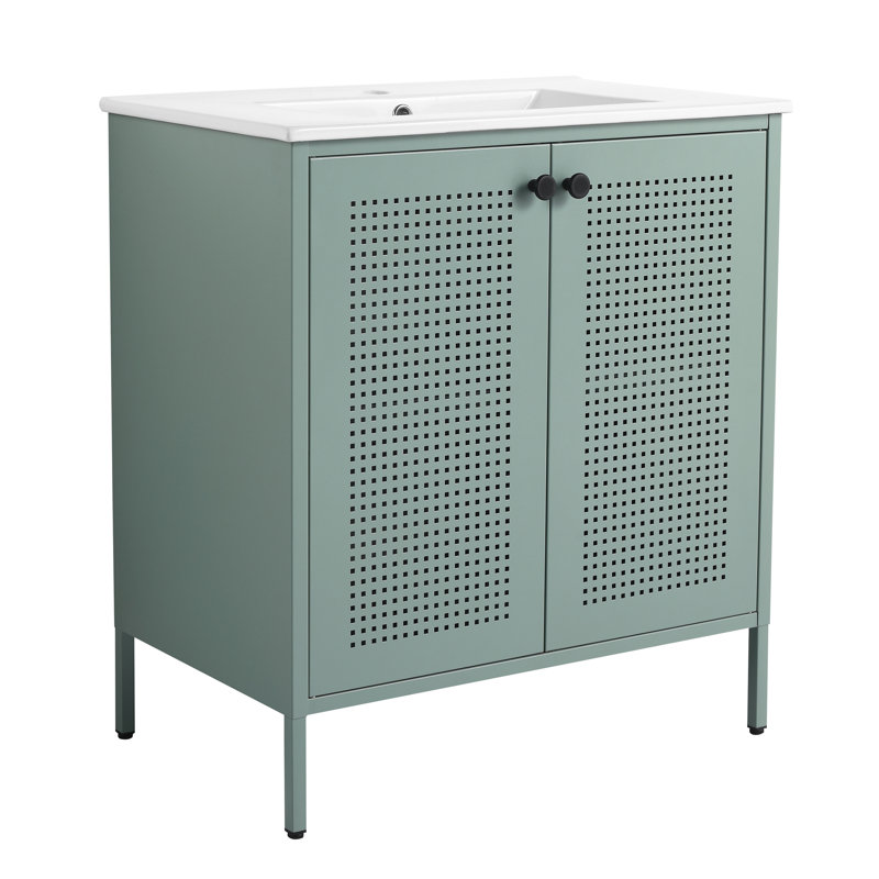 Meuble-lavabo luxueux avec lavabo en céramique et beaucoup de rangement