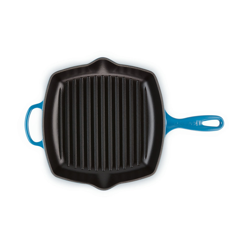 Le Creuset Enameled Cast Iron Signature 10.25" Square Skillet Grill, Marseille Blue