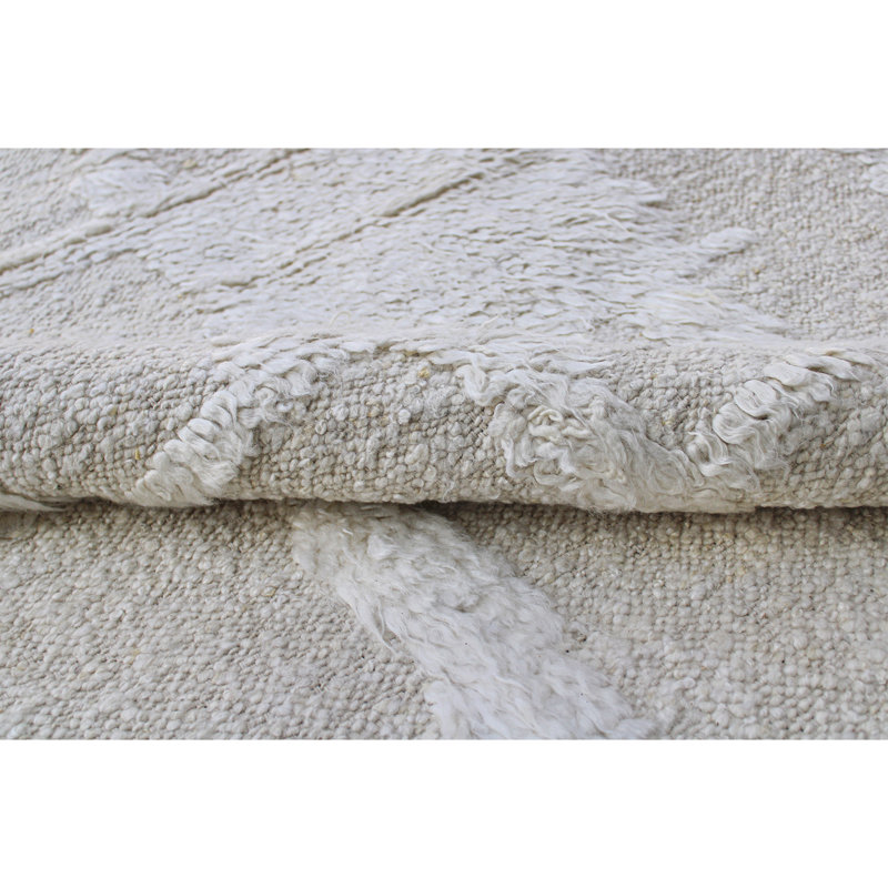 Tapis rectangulaire en laine noué à la main gris / blanc, Rectangle 6 pi x 9 pi