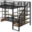 Lit mezzanine double en métal avec table et tablettes