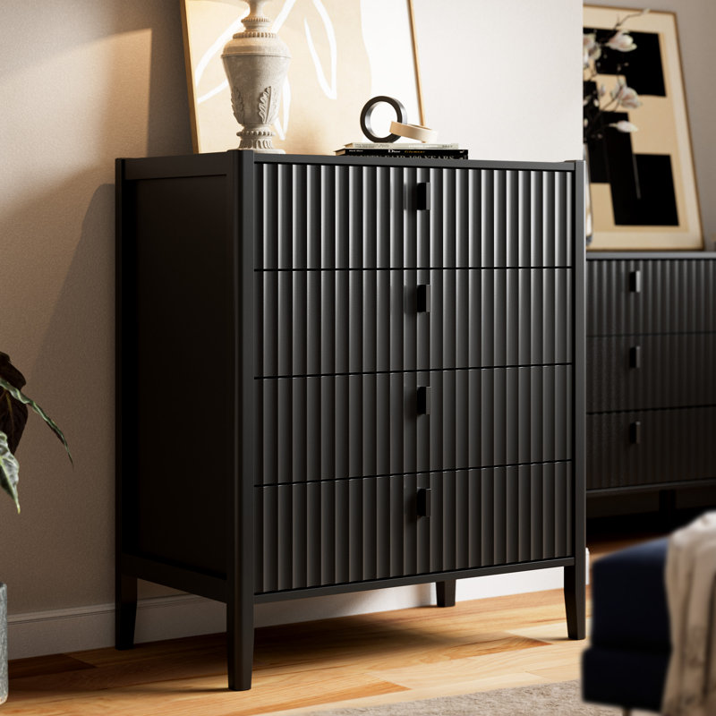 4 - Drawer Dresser, 36.7" H, Black