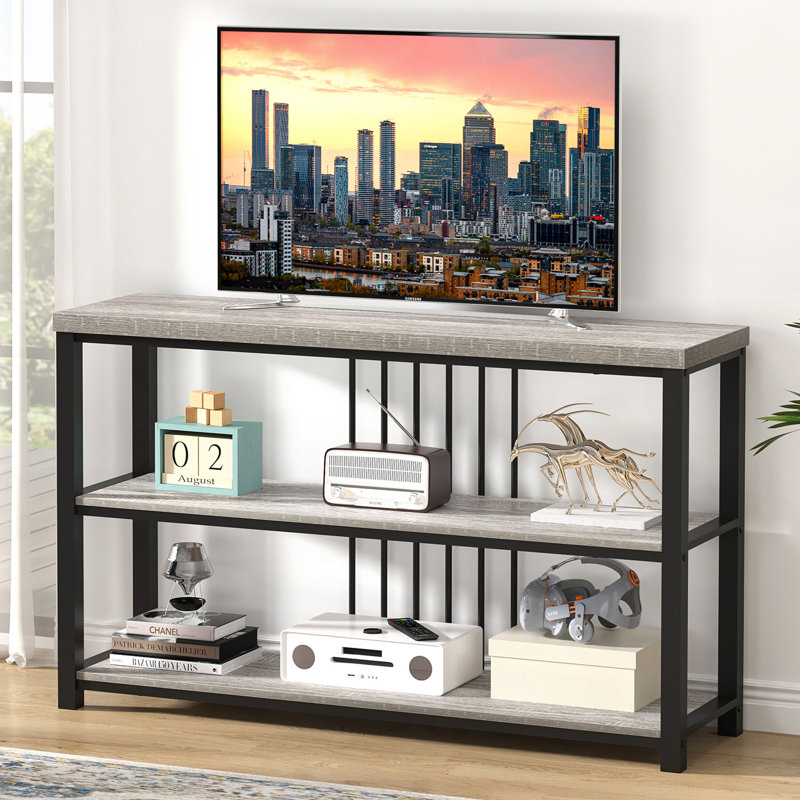 Hulste 47"W Console Table with Open Shelf Storage, Light Gray, Light Gray