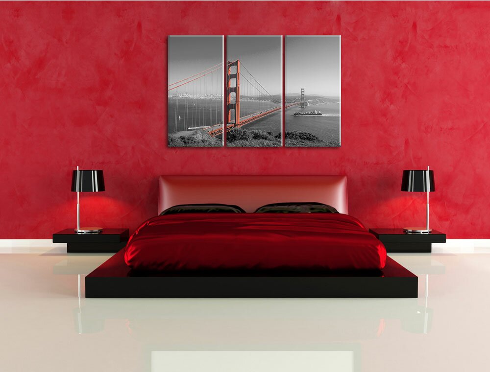 3-tlg. Leinwandbilder-Set „Eindrucksvolle Golden Gate Bridge“, Fotodruck 