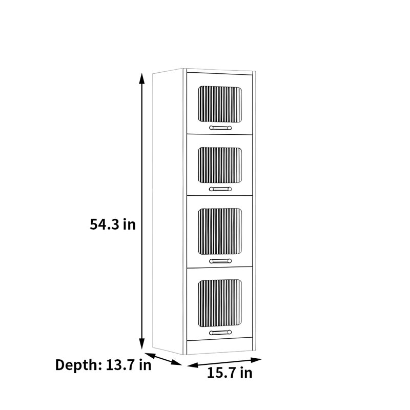 Rabehi, White, (4 Shelves) 54.3"H x 15.7"W x 13.7"D