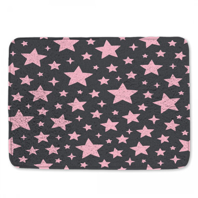 Tapis de bain rose à motif étoilé