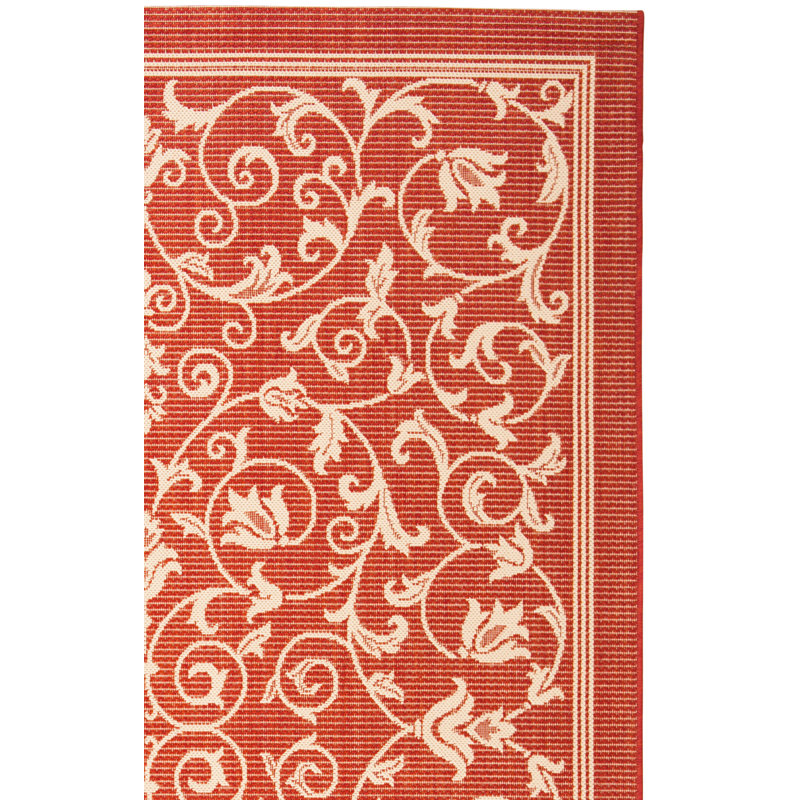 Tapis intérieur / extérieur à motif floral sable / noir Arneshia, Rectangle 2 pi 7 po x 5 pi