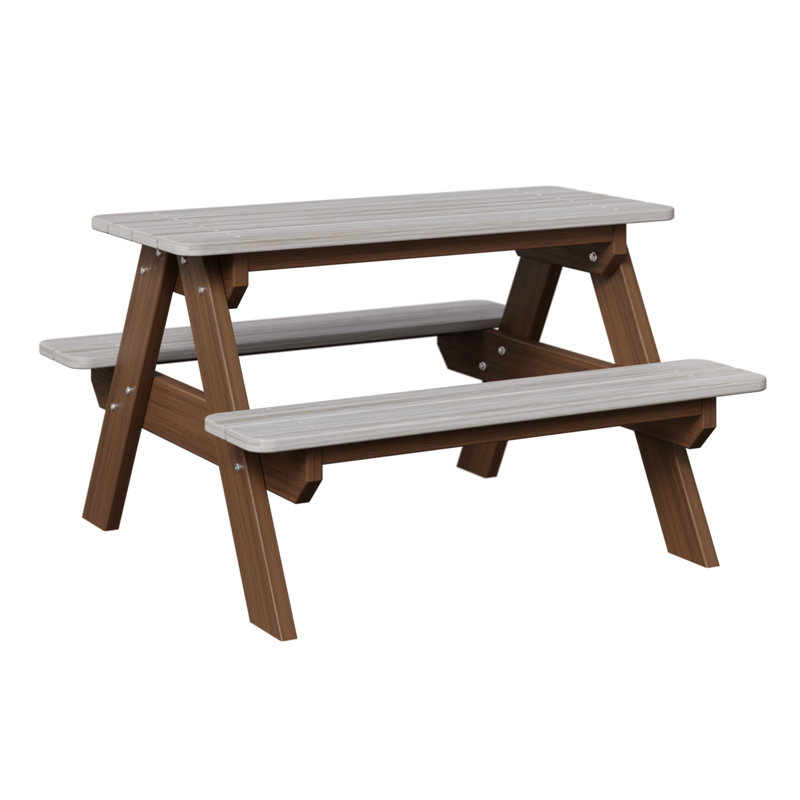 Berlin Gardens Kids Rectangular Picnic Table, Seashell Top/Antique Mahogany Base