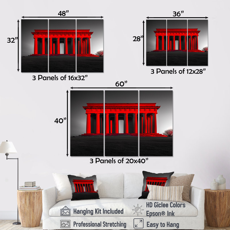 «Red Gray Lincoln», ensemble d'art mural, H 40 po x l 60 po x P 1 po